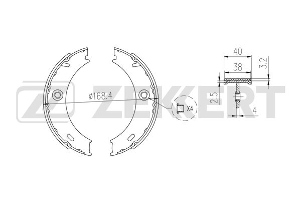 Brake Shoe Set, parking brake (BK-4016)