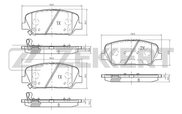 Brake Pad Set, disc brake (BS-1884)
