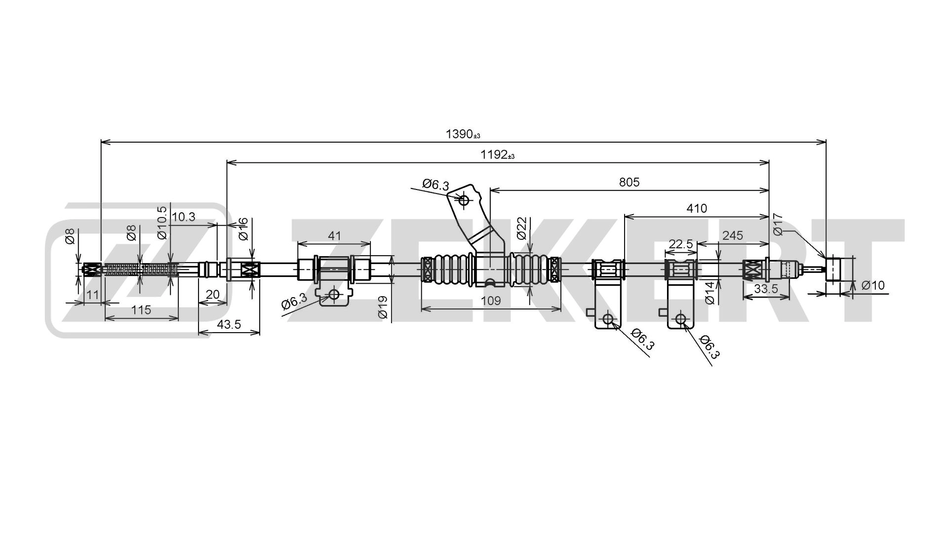 Cable Pull, parking brake (BZ-1007)
