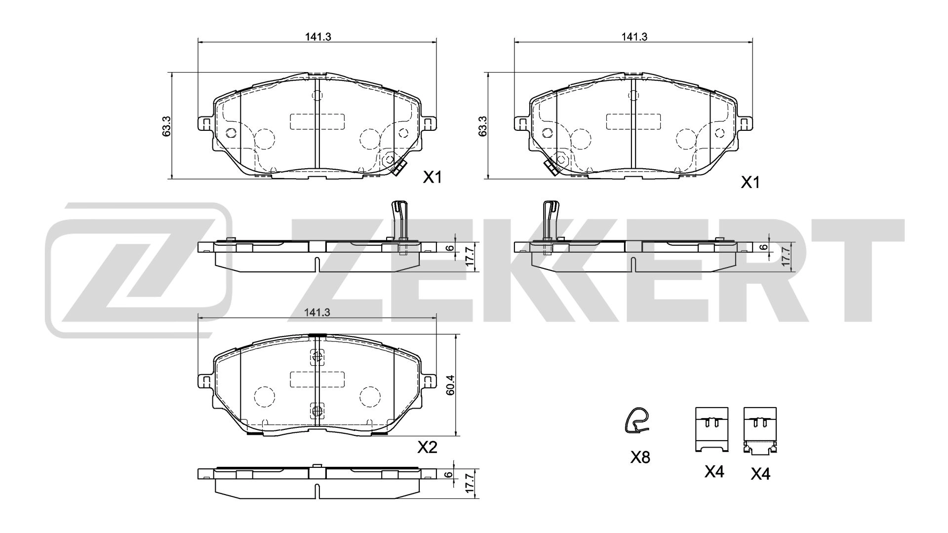 Brake Pad Set, disc brake (BS-1056)