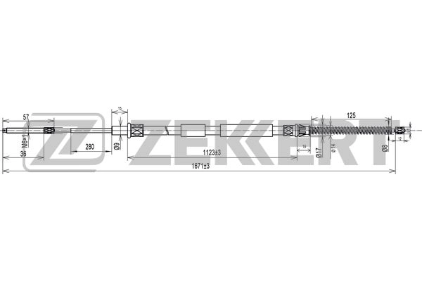 Cable Pull, parking brake (BZ-1297)