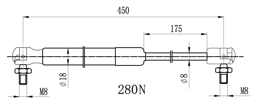 Gas Spring, bonnet (GF-2556)