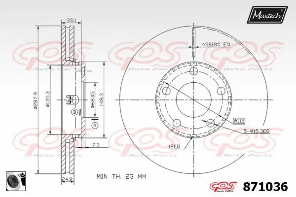 Piston, brake caliper (72954006)