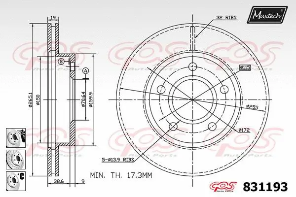 Piston, brake caliper (72957044)