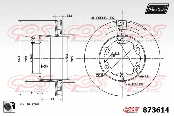 Piston, brake caliper (72927001)