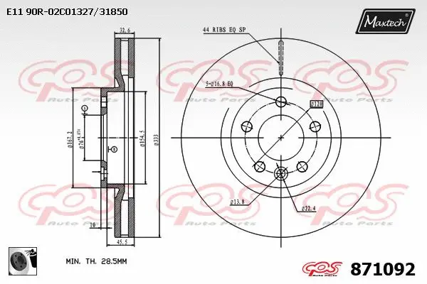 Piston, brake caliper (72943005)