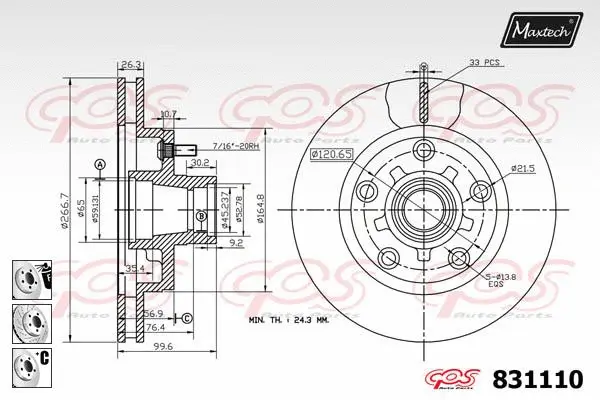 Piston, brake caliper (72936022)
