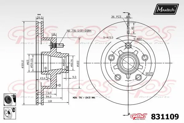Piston, brake caliper (72935015)