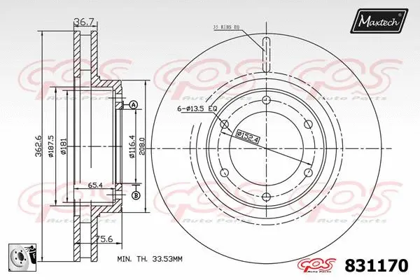 Piston, brake caliper (72940038)
