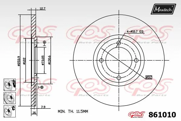 Piston, brake caliper (72942013)