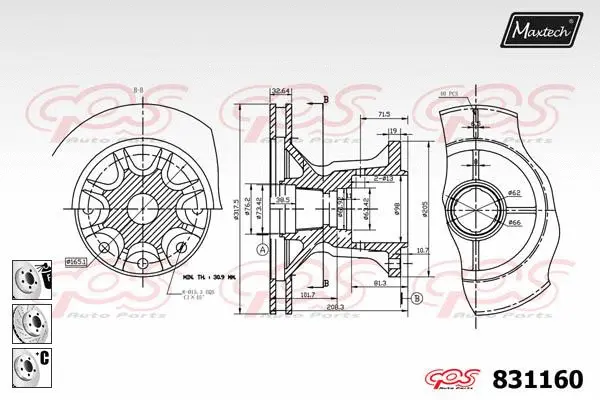 Piston, brake caliper (72952015)