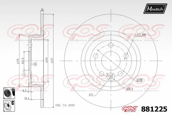 Seal, brake caliper piston (70180297)
