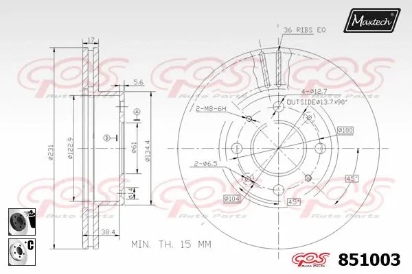 Piston, brake caliper (72940019)