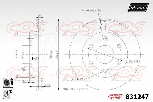 Piston, brake caliper (72957040)