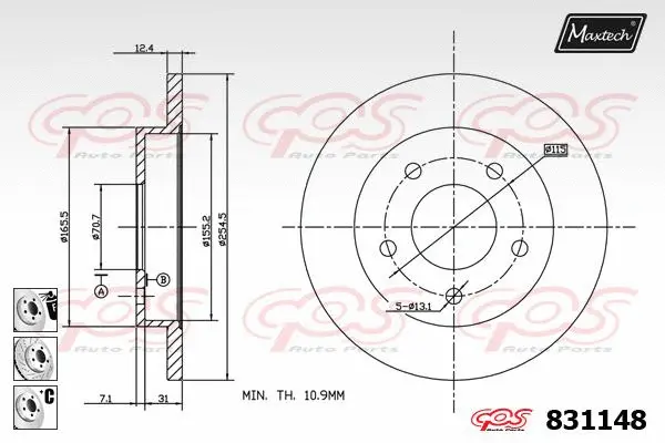 Piston, brake caliper (72966005)