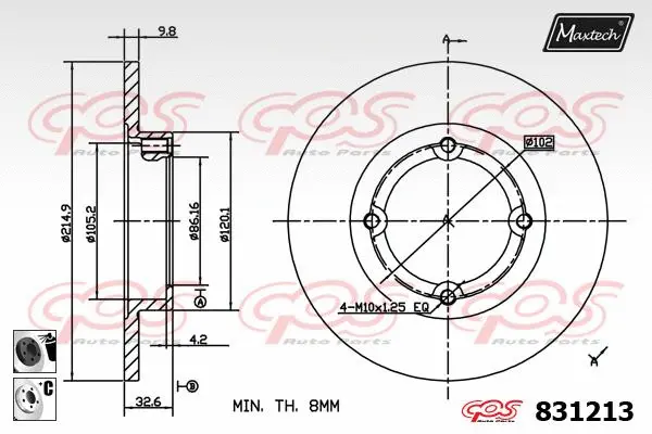 Piston, brake caliper (72968007)