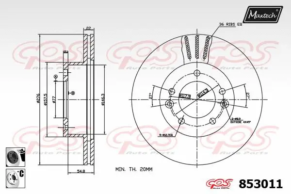 Piston, brake caliper (72954034)