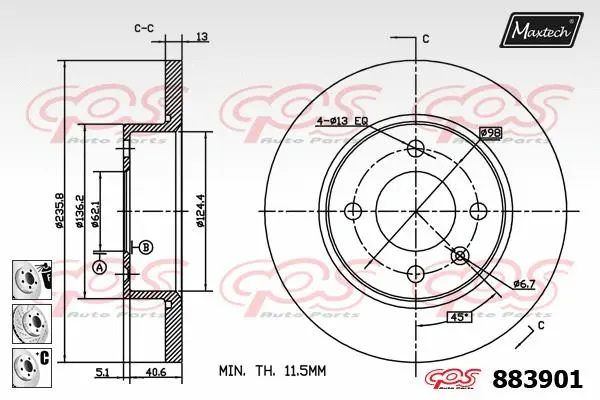 Piston, brake caliper (72954062)
