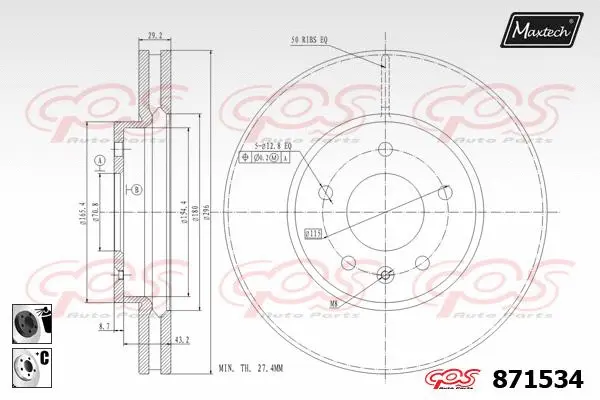 Piston, brake caliper (72938045P)