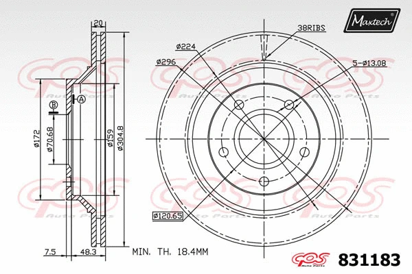 Piston, brake caliper (72938062)