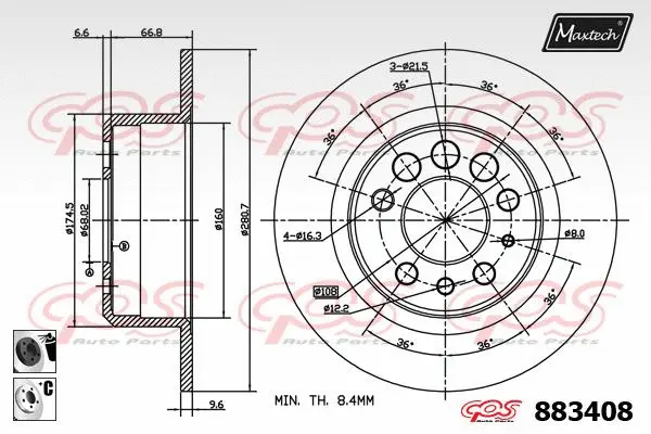 Piston, brake caliper (72938052)