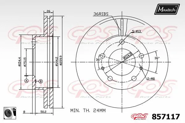 Piston, brake caliper (72944030)