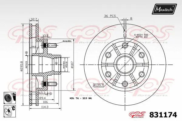 Piston, brake caliper (72954061)