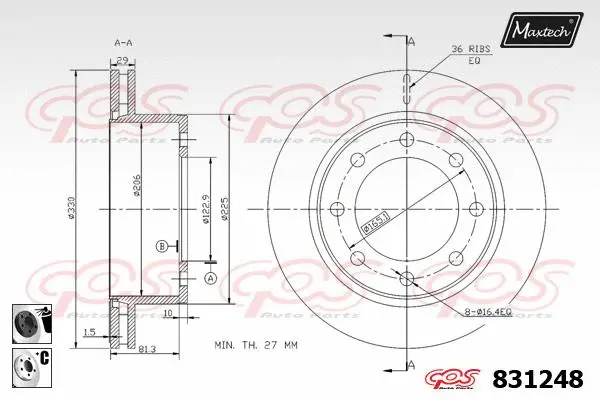 Piston, brake caliper (72954090)