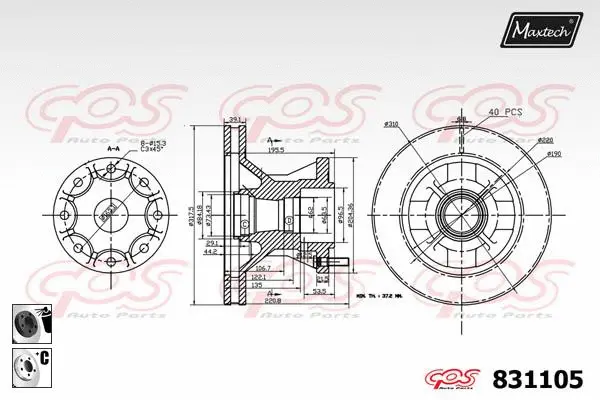 Piston, brake caliper (72936034)