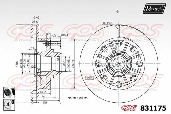 Piston, brake caliper (72954064)