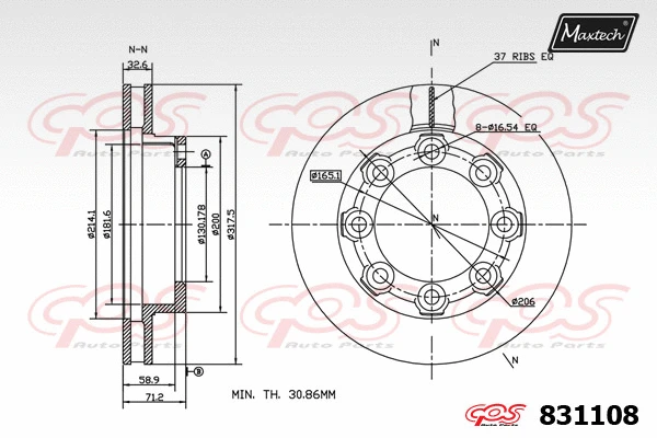 Piston, brake caliper (72935017)