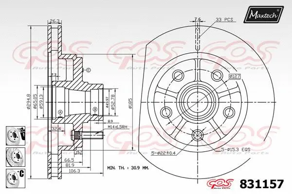 Seal, brake caliper piston (70180431)