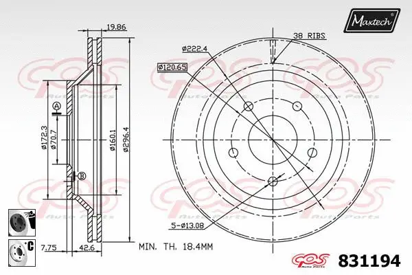 Piston, brake caliper (72938061)