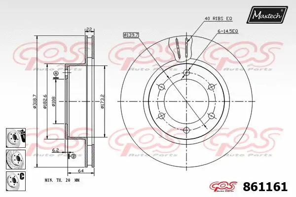 Piston, brake caliper (72944006)