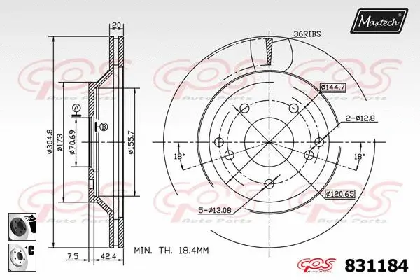 Piston, brake caliper (72938064)