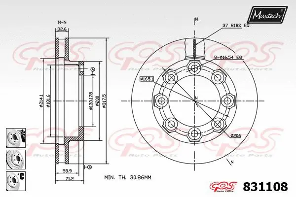Piston, brake caliper (72935019)