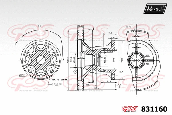 Piston, brake caliper (72952013)