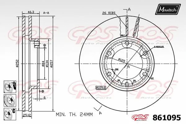 Piston, brake caliper (72944004)