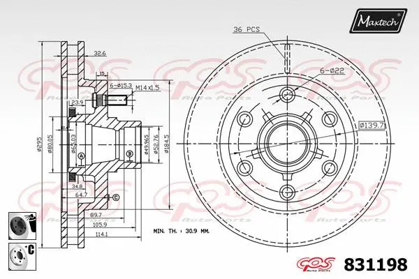 Piston, brake caliper (72954071)