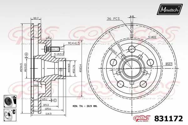 Piston, brake caliper (72951026)