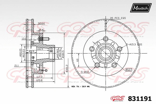 Piston, brake caliper (72954058)