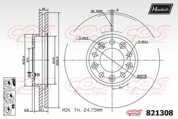 Piston, brake caliper (72934027)