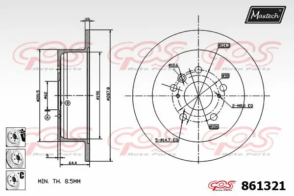 Piston, brake caliper (72934003)