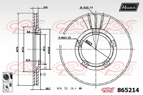 Piston, brake caliper (72944001)