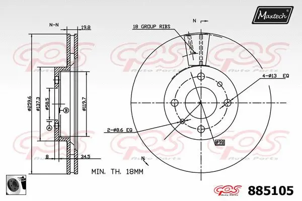 Piston, brake caliper (72936035)
