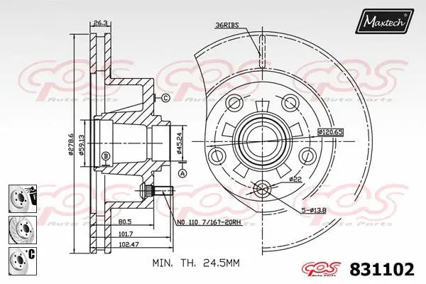Piston, brake caliper (72935016)