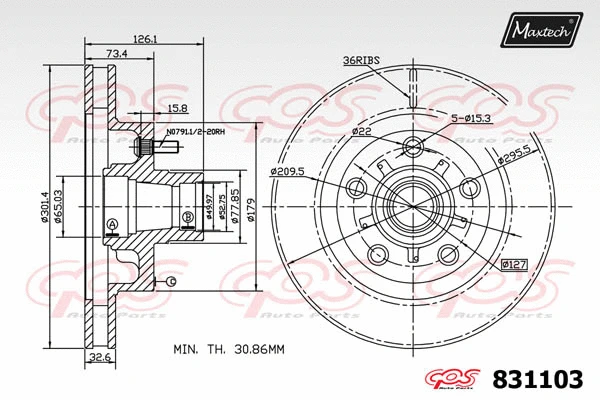 Piston, brake caliper (72936030)