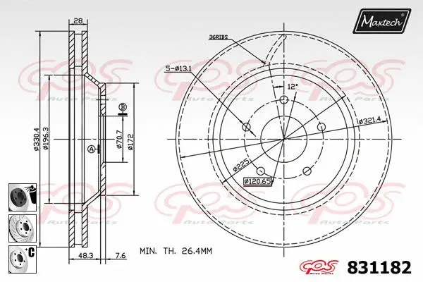 Piston, brake caliper (72938060)