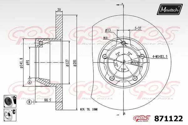Piston, brake caliper (72954027)