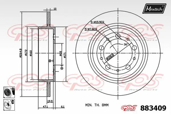 Piston, brake caliper (72946008)